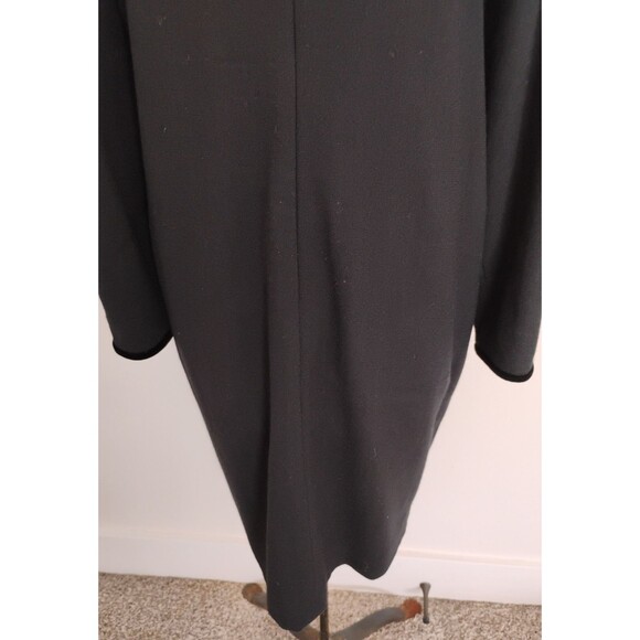 Vtg 90's Carolina Herrera Dress Women's Black Wool Crepe Midi Velvet Buttons 12 - Picture 8 of 16